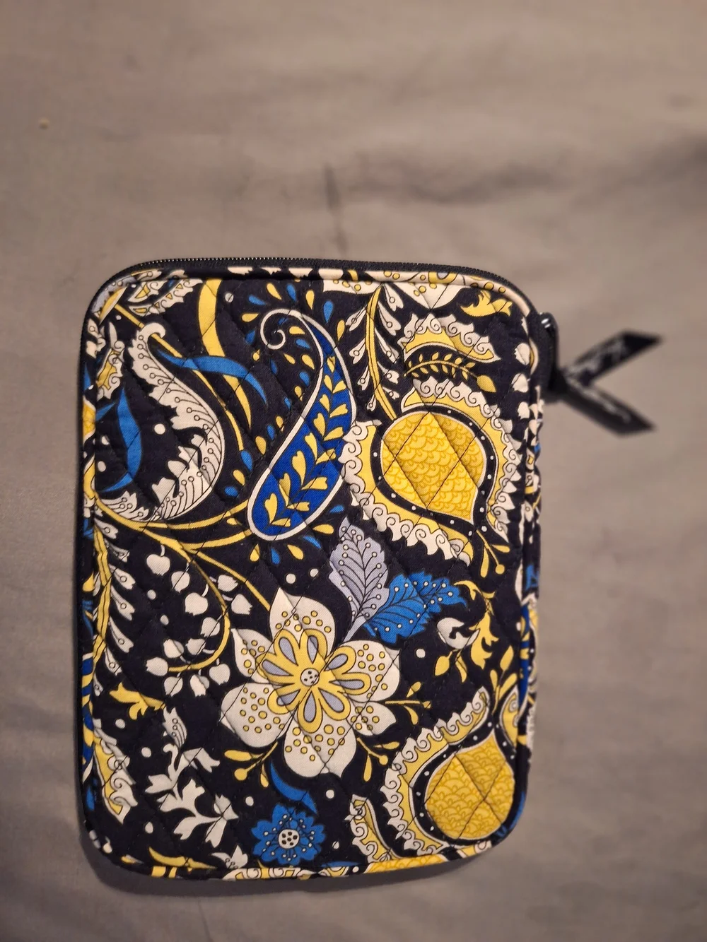 Vera Bradley Black, Yellow & Blue Quilted Cosmetic Case